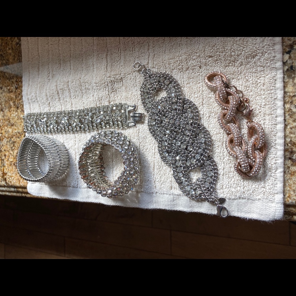 Assorted rhinestone and crystal bracelets